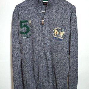 Pierre Cardin Gray Embroidered Long Sleeve Full-Zip Cardigan Light Jacket Sz L